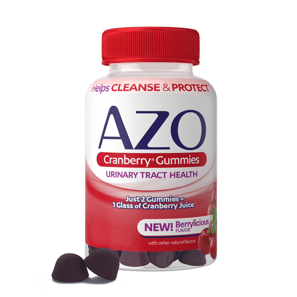 AZO cranberry gummies bottle and gummy size
