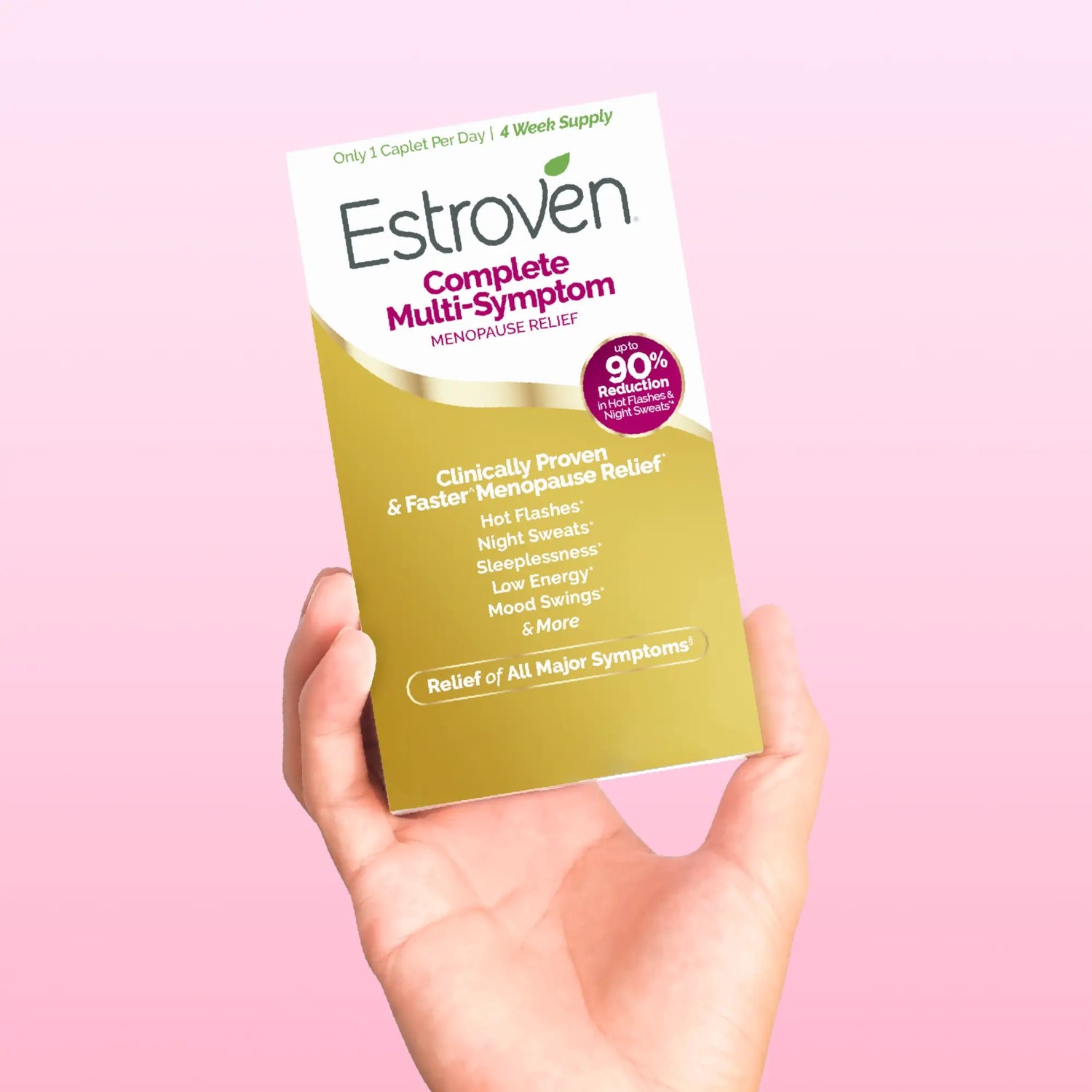 hand holding up Estroven Complete Multi-Symptom