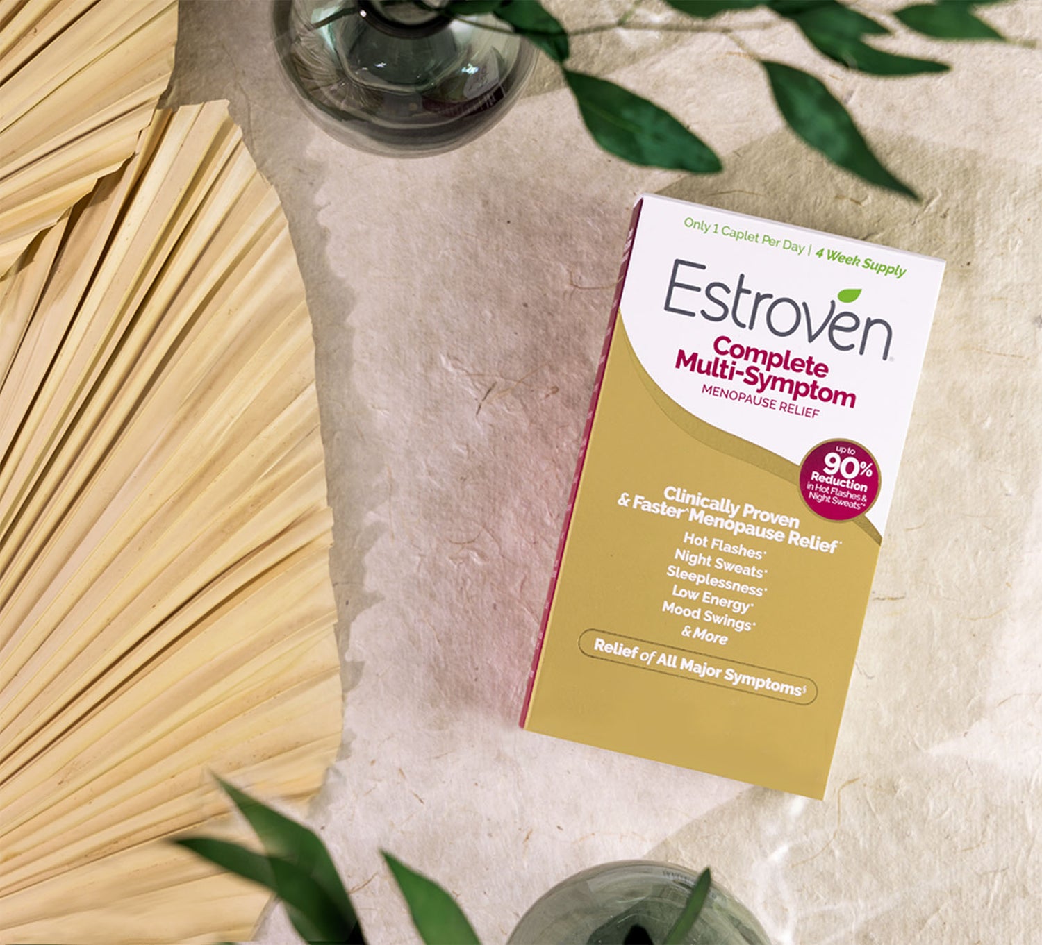 Estroven Complete Multi-Symptom box top view lifestyle image
